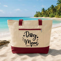 Personalized Dog Mom Tote Bag with Zipper, Custom Paw Print Canvas Tote, Pet Lover Canvas Bag, Gift for Dog Moms, Birthday Gift for Her