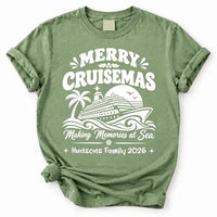 Personalized Merry Cruisemas Tee, Custom Family Name Year Shirt, Retro Cruise Ship Graphic, Sailing Vacation Gift, Holiday Trip Gift