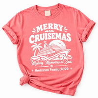 Personalized Merry Cruisemas Tee, Custom Family Name Year Shirt, Retro Cruise Ship Graphic, Sailing Vacation Gift, Holiday Trip Gift