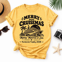 Personalized Merry Cruisemas Tee, Custom Family Name Year Shirt, Retro Cruise Ship Graphic, Sailing Vacation Gift, Holiday Trip Gift