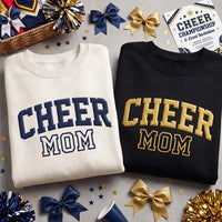 Personalized Puff Print Cheer Mom Sweatshirt, Custom 3D Puff Shirt with Sleeve Name, Squad Spirit Wear Hoodie Top, Sideline Cheer Mom Gift