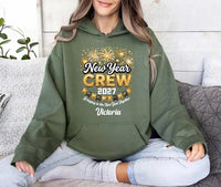 Personalized New Year Crew 2027 Shirt, Custom Name NYE Tee, Gold Fireworks Marquee Shirt, Matching Family NYE Outfit, Holiday Party Gift