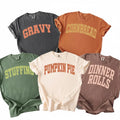 Custom Dinner Rolls Shirt, Funny Thanksgiving Varsity Tee, Family Food Matching Comfort Shirt, Thanksgiving Dinner Outfit, Funny Gift
