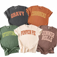 Custom Dinner Rolls Shirt, Funny Thanksgiving Varsity Tee, Family Food Matching Comfort Shirt, Thanksgiving Dinner Outfit, Funny Gift