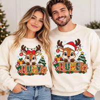 Personalized Christmas Reindeer Sweatshirt, Custom Girl Reindeer Name Tee, Cute Holiday Animal Crewneck, Family Christmas Gift, Gift for Her