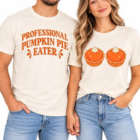 Personalized Funny Thanksgiving Shirt, Custom Pumpkin Pie Eater Tee, Retro Thanksgiving Sweatshirt, Fall Party Gift Idea, Couples Gift