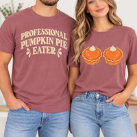 Personalized Funny Thanksgiving Shirt, Custom Pumpkin Pie Eater Tee, Retro Thanksgiving Sweatshirt, Fall Party Gift Idea, Couples Gift