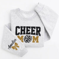 Personalized Cheer Mom Glitter Sweatshirt, Custom Cheerleader Name Crewneck, Glitter Varsity Letter Pullover, Cheer Mom Gift, Gift for Her