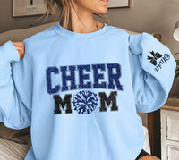 Personalized Cheer Mom Glitter Sweatshirt, Custom Cheerleader Name Crewneck, Glitter Varsity Letter Pullover, Cheer Mom Gift, Gift for Her