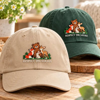 Personalized Respect the Locals Embroidered Hat, Custom Woodland Animal Baseball Cap, Low Profile Dad Hat, Nature Gift, Everyday Cap Gift