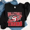 Personalized Team Volleyball Sweatshirt, Custom Mascot Name Sport Shirt, Net and Ball Graphic Sweatshirt, Volleyball Mom Gift, Team Gift