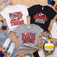 Personalized Team Volleyball Sweatshirt, Custom Mascot Name Sport Shirt, Net and Ball Graphic Sweatshirt, Volleyball Mom Gift, Team Gift