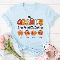 Personalized Grammy Thanksgiving Tee, Grandma Turkey Shirt, Patterned Grammy Bubble Letters, Fall Gift for Grandma, Thanksgiving Gift