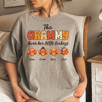 Personalized Grammy Thanksgiving Tee, Grandma Turkey Shirt, Patterned Grammy Bubble Letters, Fall Gift for Grandma, Thanksgiving Gift