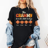 Personalized Grammy Thanksgiving Tee, Grandma Turkey Shirt, Patterned Grammy Bubble Letters, Fall Gift for Grandma, Thanksgiving Gift