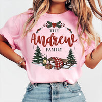 Personalized Family Christmas Sweatshirt, Custom Last Name Winter Sled Shirt, Vintage Sled Holiday Crewneck, Christmas Gift for Family