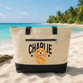 Custom Dog Tote Bag with Zipper, Personalized Pet Name Canvas Tote, Dog Mom Keepsake, Pet Lover Canvas Bag, Christmas Gift for Her