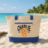 Custom Dog Tote Bag with Zipper, Personalized Pet Name Canvas Tote, Dog Mom Keepsake, Pet Lover Canvas Bag, Christmas Gift for Her