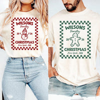 Personalized Christmas Family Shirt, Custom Checkered Holiday Tee, Last Name Xmas Crewneck Sweatshirt, Matching Holiday Gift for Family