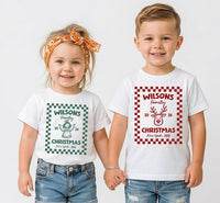 Personalized Christmas Family Shirt, Custom Checkered Holiday Tee, Last Name Xmas Crewneck Sweatshirt, Matching Holiday Gift for Family