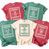 Personalized Christmas Family Shirt, Custom Checkered Holiday Tee, Last Name Xmas Crewneck Sweatshirt, Matching Holiday Gift for Family