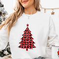 Buffalo Plaid Christmas Tree Sweatshirt, Red Plaid Xmas Holiday Top, Festive Holiday Tree Print, Christmas Party Pajama Tee, Gift for Her