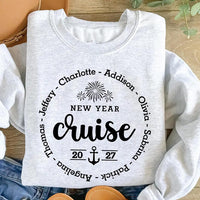 Personalized New Year Cruise 2027 Sweatshirt, Custom Family Name Anchor Tee, New Years Eve Sail, Matching Family Outfit, Vacation Trip Gift