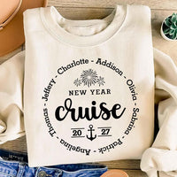 Personalized New Year Cruise 2027 Sweatshirt, Custom Family Name Anchor Tee, New Years Eve Sail, Matching Family Outfit, Vacation Trip Gift