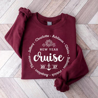 Personalized New Year Cruise 2027 Sweatshirt, Custom Family Name Anchor Tee, New Years Eve Sail, Matching Family Outfit, Vacation Trip Gift