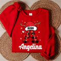 Personalized Family Christmas Name Sweatshirt, Custom Plaid Letter Tee, Santa Hat Reindeer Family, Matching Holiday Outfit, Christmas Gift