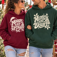 Personalized Merry and Bright Sweatshirt, Custom Moody Christmas Hoodie, Groovy Retro Holiday Top, Couples Matching, Christmas Gift for Her