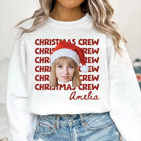 Personalized Christmas Crew Face Shirt, Custom Photo Santa Hat Tee, Face Cutout Top, Matching Family Xmas Tee, Christmas Gift for Her