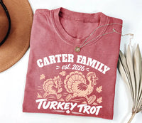 Personalized Turkey Trot Family Sweatshirt, Custom Family Name Tee, Running Turkey Shirt, Two Designs to Choose, Thanksgiving Gift