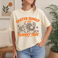 Personalized Turkey Trot Family Sweatshirt, Custom Family Name Tee, Running Turkey Shirt, Two Designs to Choose, Thanksgiving Gift