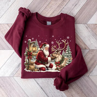 Personalized Santa Christmas Sweatshirt, Custom Reindeer Tee, Vintage Retro Holiday Shirt, Christmas Morning Gift, Stocking Stuffer
