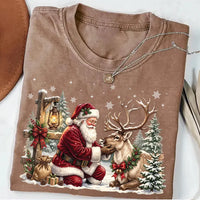 Personalized Santa Christmas Sweatshirt, Custom Reindeer Tee, Vintage Retro Holiday Shirt, Christmas Morning Gift, Stocking Stuffer