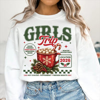 Christmas Girls Trip Sweatshirt, Custom Cocoa Mug Holiday Tee, Besties Winter Crewneck, Matching Group Trip Outfit, Gift for Friend