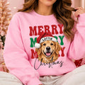 Personalized Merry Christmas Pet Sweatshirt, Custom Santa Hat Dog Cat Crewneck, Retro Bubble Letter Shirt, Pet Photo Gift, Dog Mom Gift