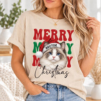Personalized Merry Christmas Pet Sweatshirt, Custom Santa Hat Dog Cat Crewneck, Retro Bubble Letter Shirt, Pet Photo Gift, Dog Mom Gift