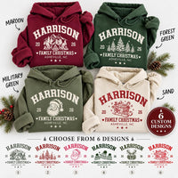 Personalized Family Christmas Hoodie, Custom Name Vintage Santa Hoodie, Retro Matching Holiday Family Xmas Sweatshirt, Gift for Friends