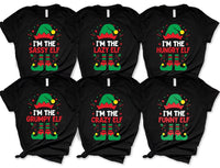 Personalized I'm the Elf Christmas Shirt, Custom Elf Option Matching Family Christmas Tee, Funny Santa Hat Crewneck, Holiday Party Gift