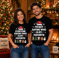 Personalized I'm the Favorite Christmas Shirt, Custom Quote Matching Family Christmas Tee, Funny Santa Hat Crewneck, Gift for Sister