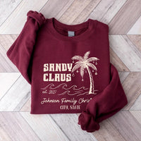Personalized Tropical Christmas Vacation Shirt, Custom Family Beach Holiday Tee, Palm Tree Sweatshirt, Beach Family Outfit, Holiday Gift