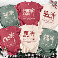 Personalized Tropical Christmas Vacation Shirt, Custom Family Beach Holiday Tee, Palm Tree Sweatshirt, Beach Family Outfit, Holiday Gift