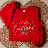 Personalized Glitter Custom Text Shirt, Custom Sparkly Script Name Tee, Shining Star Sweatshirt, Gift for Her, Birthday Gift for Her
