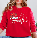 Personalized Santa Hat Name Christmas Sweatshirt, Custom Name Holiday Family Tee, Matching Santa Hat Shirt, Holiday Outfit, Christmas Gift