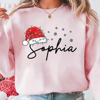 Personalized Santa Hat Name Christmas Shirt, Custom Name Holiday Family Tee, Matching Santa Hat Sweatshirt, Holiday Outfit, Christmas Gift