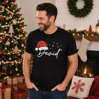 Personalized Santa Hat Name Christmas Shirt, Custom Name Holiday Family Tee, Matching Santa Hat Sweatshirt, Holiday Outfit, Christmas Gift