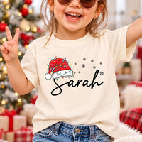 Personalized Santa Hat Name Christmas Shirt, Custom Name Holiday Family Tee, Matching Santa Hat Sweatshirt, Holiday Outfit, Christmas Gift