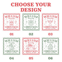 Personalized Family Christmas Shirt, Custom Name Holiday Tee, Vintage Checkered Frame Sweatshirt, Matching Holiday Outfit, Christmas Gift